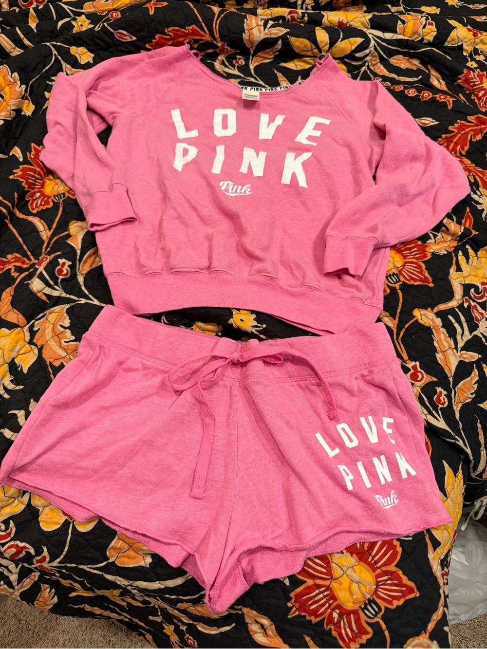 Victoria's Secret PINK Love PINK Two-Piece Lounge Set - Bright Pink